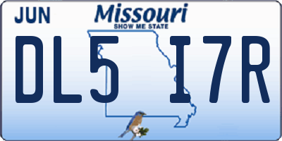 MO license plate DL5I7R