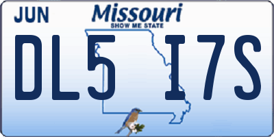 MO license plate DL5I7S