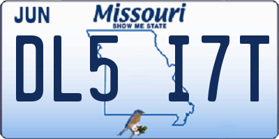 MO license plate DL5I7T