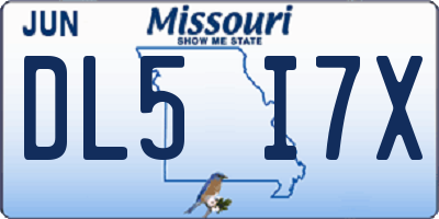 MO license plate DL5I7X