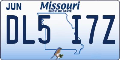 MO license plate DL5I7Z