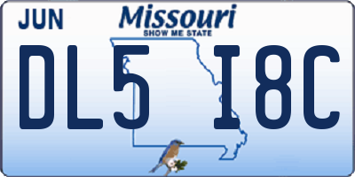 MO license plate DL5I8C