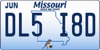 MO license plate DL5I8D