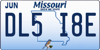 MO license plate DL5I8E