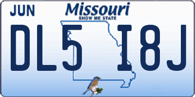 MO license plate DL5I8J