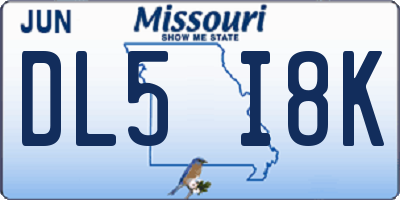 MO license plate DL5I8K