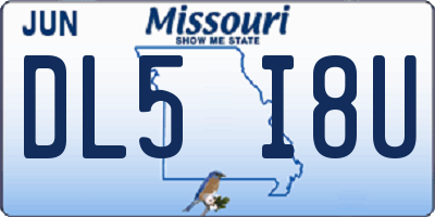 MO license plate DL5I8U