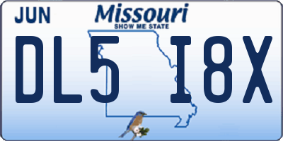 MO license plate DL5I8X