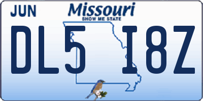 MO license plate DL5I8Z