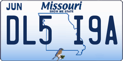 MO license plate DL5I9A