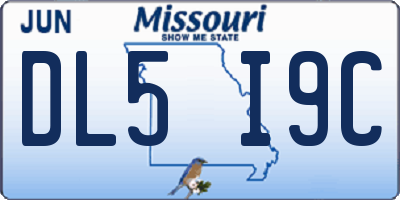 MO license plate DL5I9C