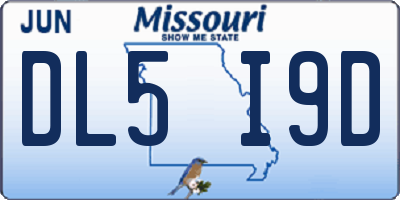 MO license plate DL5I9D