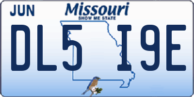 MO license plate DL5I9E