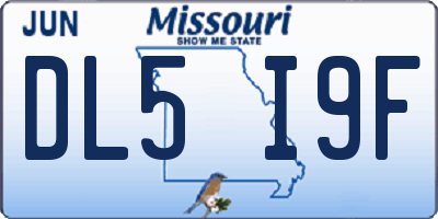 MO license plate DL5I9F