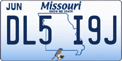 MO license plate DL5I9J