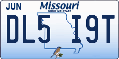MO license plate DL5I9T