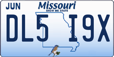 MO license plate DL5I9X