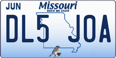 MO license plate DL5J0A