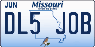MO license plate DL5J0B