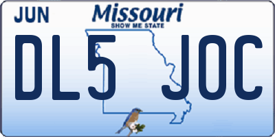 MO license plate DL5J0C