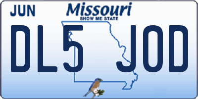 MO license plate DL5J0D