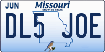 MO license plate DL5J0E