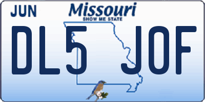 MO license plate DL5J0F