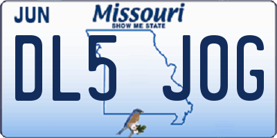 MO license plate DL5J0G