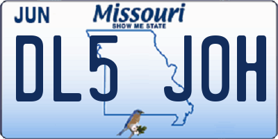 MO license plate DL5J0H
