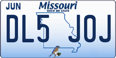 MO license plate DL5J0J