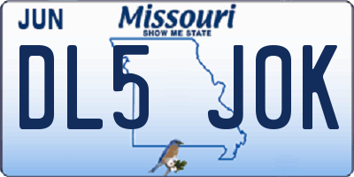 MO license plate DL5J0K