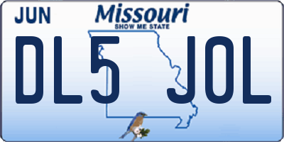 MO license plate DL5J0L