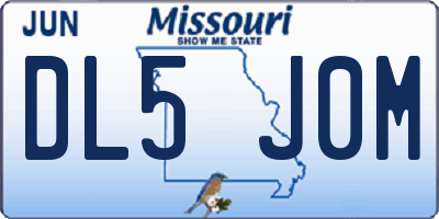 MO license plate DL5J0M