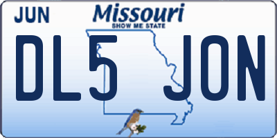 MO license plate DL5J0N