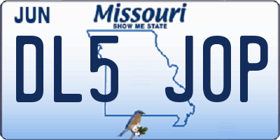 MO license plate DL5J0P