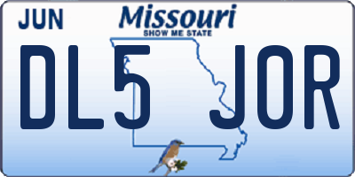 MO license plate DL5J0R