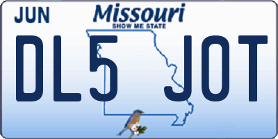 MO license plate DL5J0T