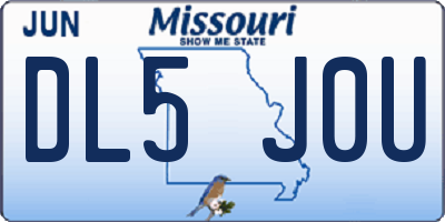 MO license plate DL5J0U