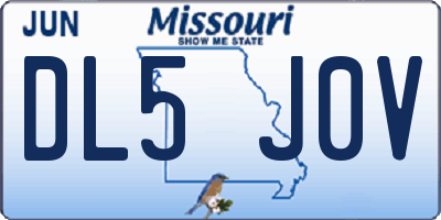 MO license plate DL5J0V
