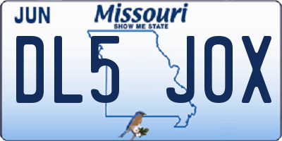 MO license plate DL5J0X