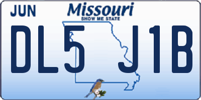 MO license plate DL5J1B