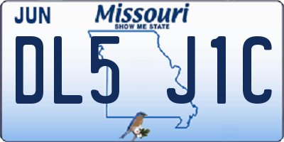 MO license plate DL5J1C