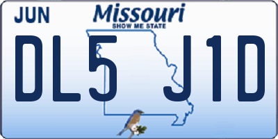 MO license plate DL5J1D