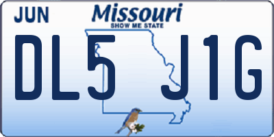 MO license plate DL5J1G