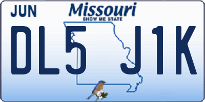 MO license plate DL5J1K
