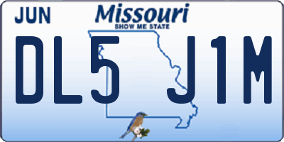 MO license plate DL5J1M