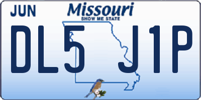 MO license plate DL5J1P