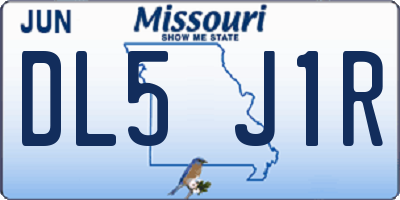 MO license plate DL5J1R