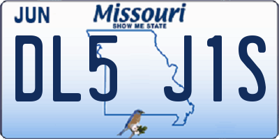 MO license plate DL5J1S