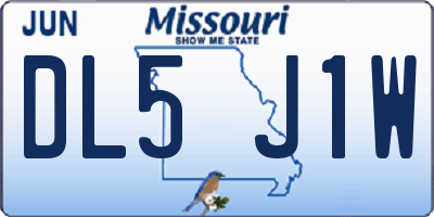 MO license plate DL5J1W